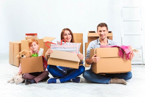 Boxes and furniture prepared for removals near Pratts Bottom