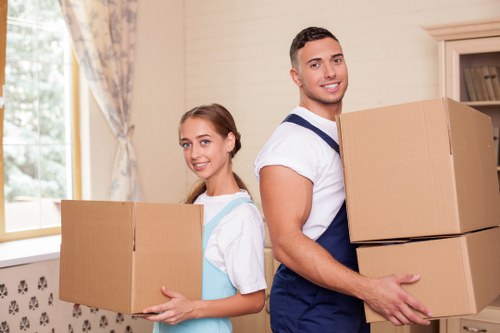 Local office movers preparing equipment and furniture in Pratts Bottom