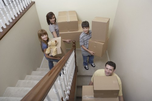 Residential moving van loading boxes and household items in Pratts Bottom
